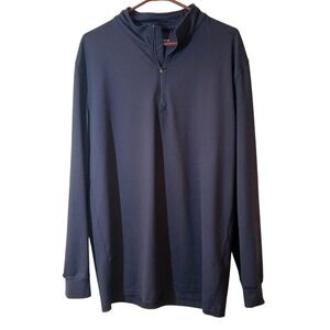 GreenSide Large Mens 1/4 Zip Pullover Navy Blue Performance Athletic Mock Neck